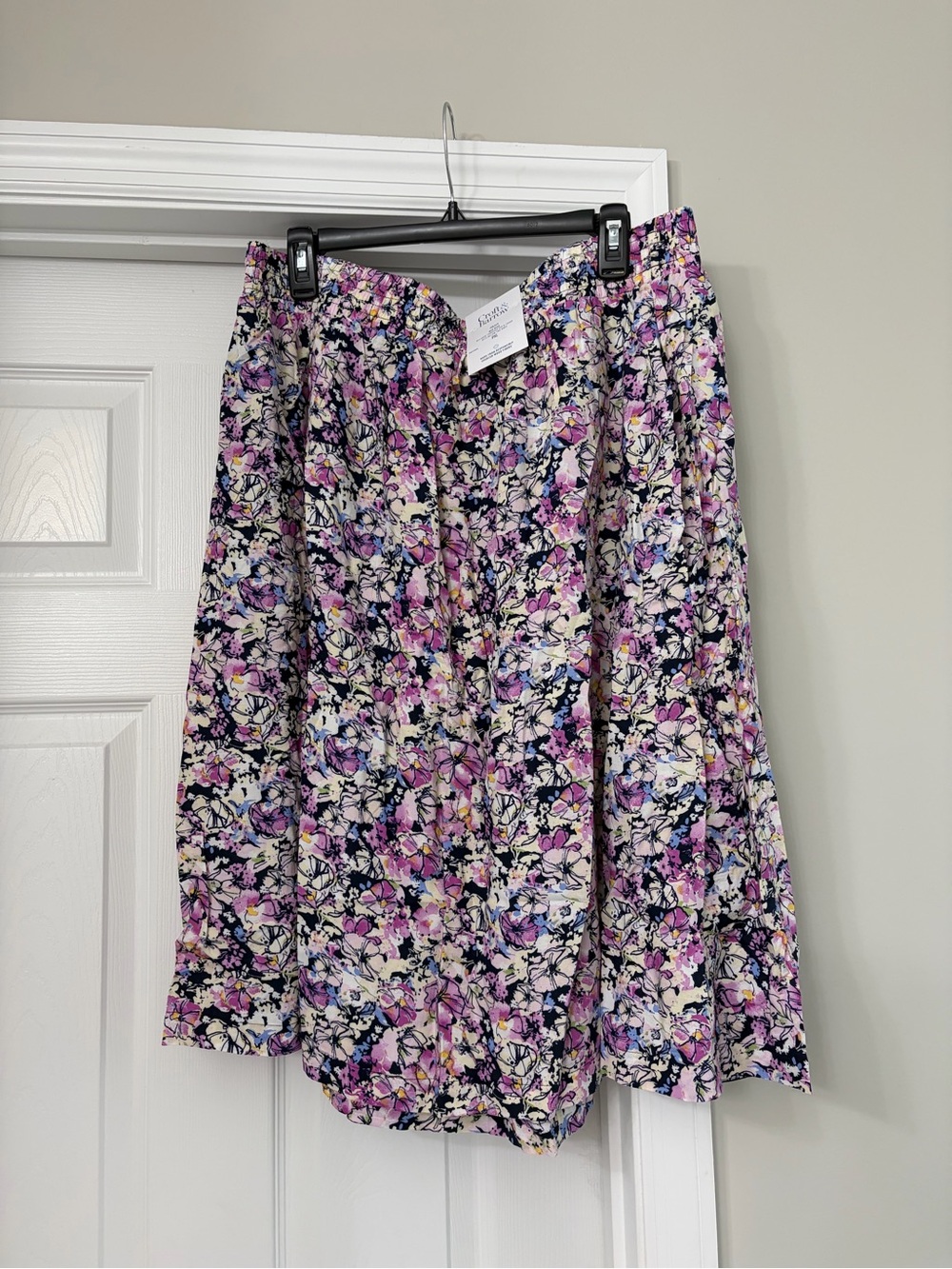 Croft & Barrow Floral A-Line Midi Skirt in Purple and Cream